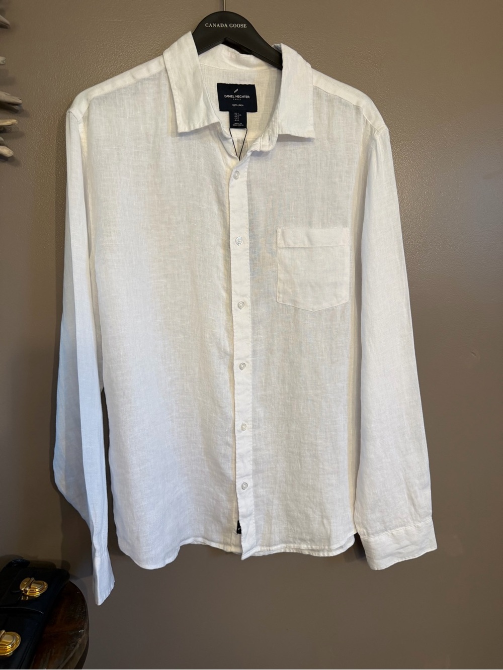 Daniel Hechter European Flax Linen White Botton Down Shirt Men’s Large